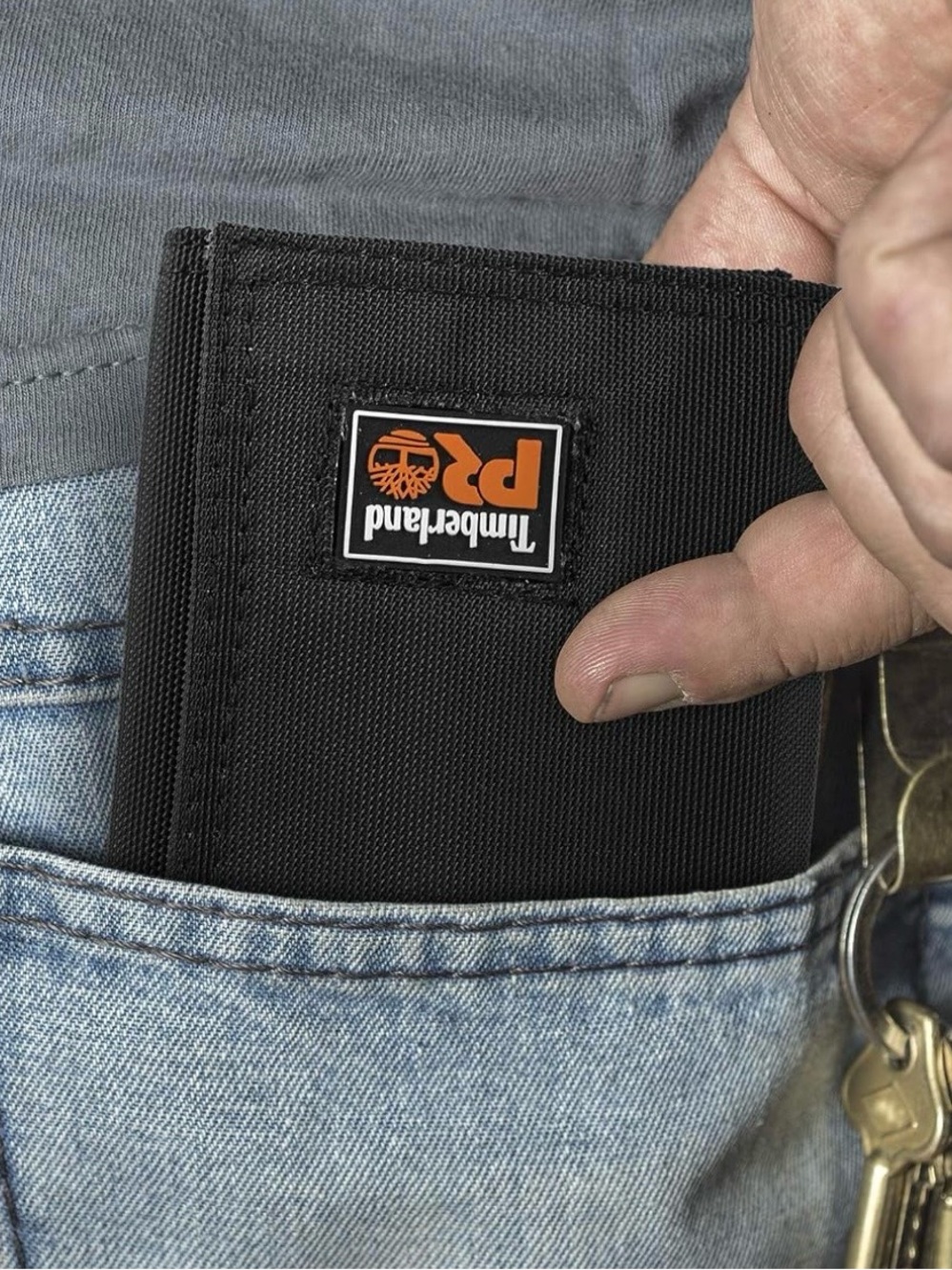Timberland PRO Men’s Black Nylon Trifold Wallet Velcro ID Workwear EDC